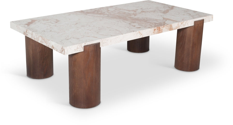 Campania Genuine Marble And Oak Wood Coffee Table - Cream