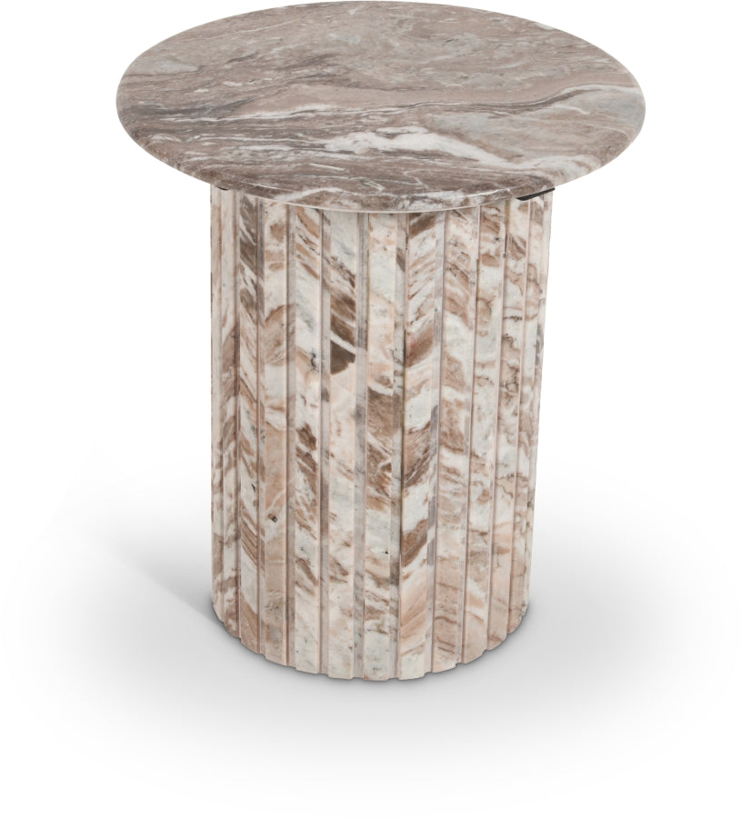 Genoa Marble End Table - Brown