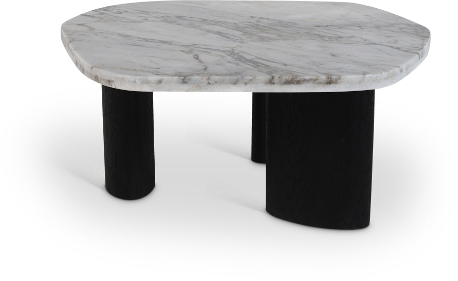 Puglia Genuine Marble Top And Oak Wood Base Coffee Table - White