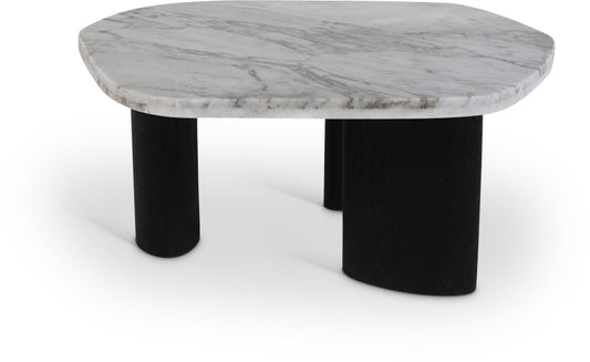 Puglia Genuine Marble Top And Oak Wood Base Coffee Table - White