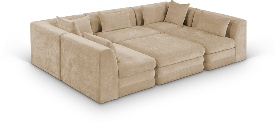 Stellar 114" Chenille Fabric Upholstered 6Pc. Modular Sectional - Beige
