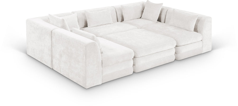 Stellar 114" Chenille Fabric Upholstered 6Pc. Modular Sectional - Cream