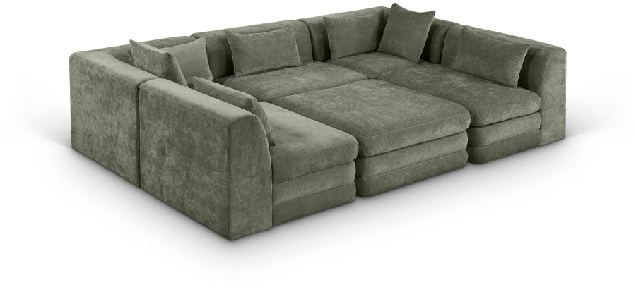 Stellar 114" Chenille Fabric Upholstered 6Pc. Modular Sectional - Green