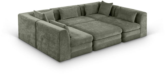 Stellar 114" Chenille Fabric Upholstered 6Pc. Modular Sectional - Green