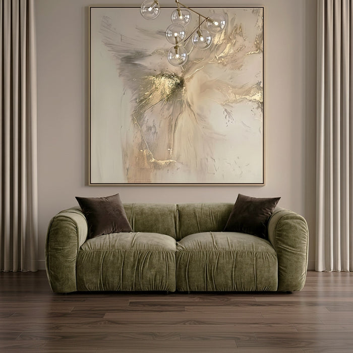 Siegal - Modern Olive Green Fabric Loveseat Sofa