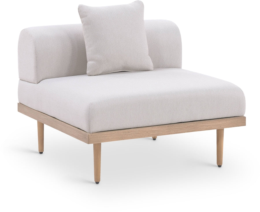 Laguna Resilient Water Resistant Fabric Upholstered Outdoor Patio Modular Armless Chair - Beige