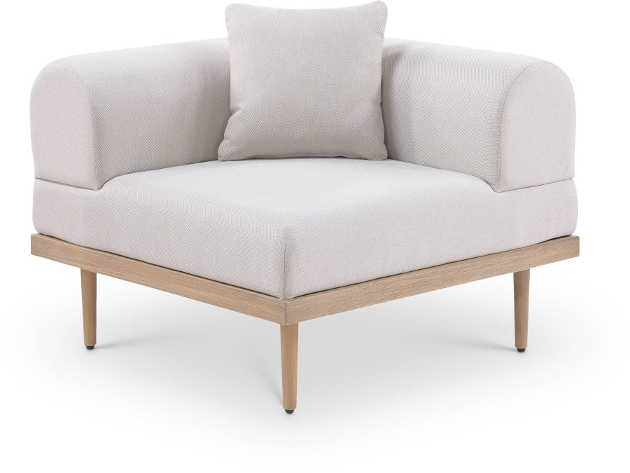 Laguna Resilient Water Resistant Fabric Upholstered Outdoor Patio Modular Corner Chair - Beige