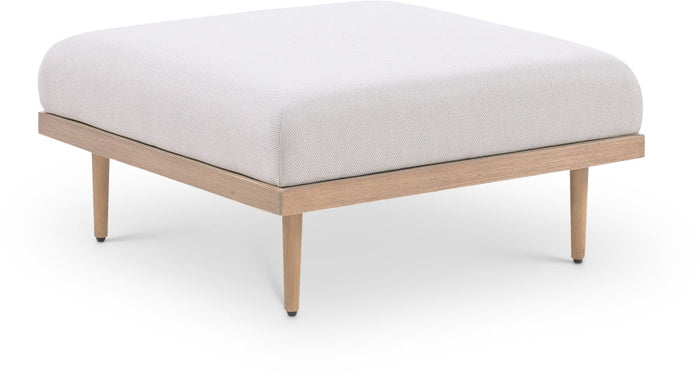 Laguna Resilient Water Resistant Fabric Upholstered Outdoor Patio Ottoman - Beige
