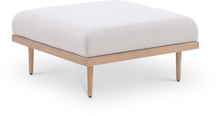 Laguna Resilient Water Resistant Fabric Upholstered Outdoor Patio Ottoman - Beige