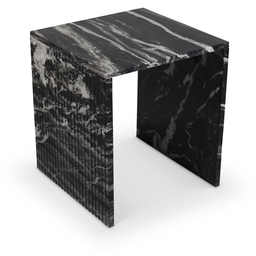 Pienza Genuine Marble End Table - Black