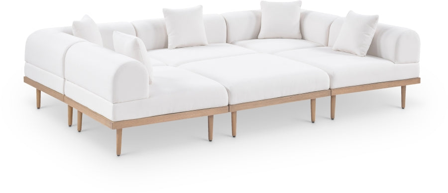 Laguna 106.5" Resilient Water Resistant Fabric Upholstered Outdoor Patio 6pc. Modular Sectional - Cream