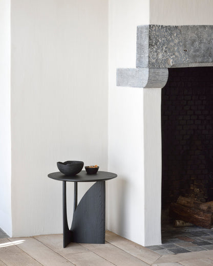 Oak Black Geometric Side Table