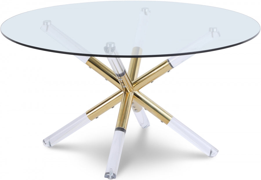 Mercury Glass Top, Acrylic And Metal Base Coffee Table - Gold