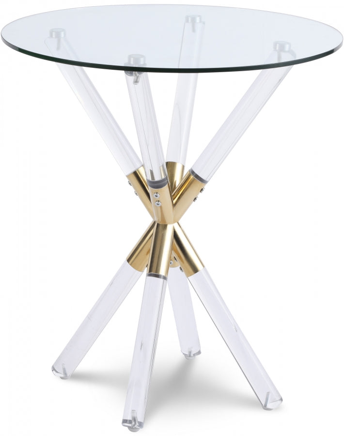 Mercury Glass Top, Acrylic And Metal Base End Table - Gold