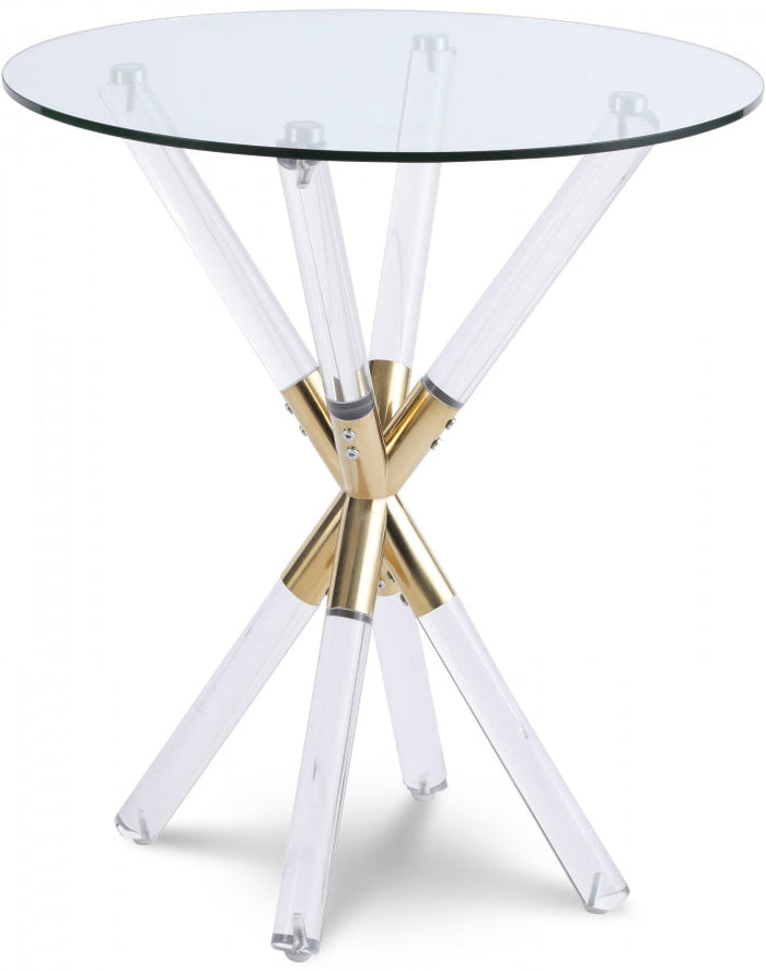 Mercury Glass Top, Acrylic And Metal Base End Table - Gold