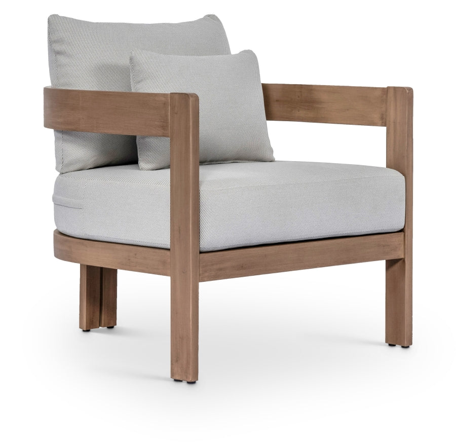 Newport Water Resistant Fabric Upholstered Outdoor Patio Chair with Outdoor Protective Cover Included - Grey