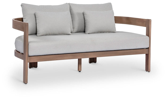 Newport 65" Water Resistant Fabric Upholstered Outdoor Patio Loveseat with Outdoor Protective Cover Included - Grey