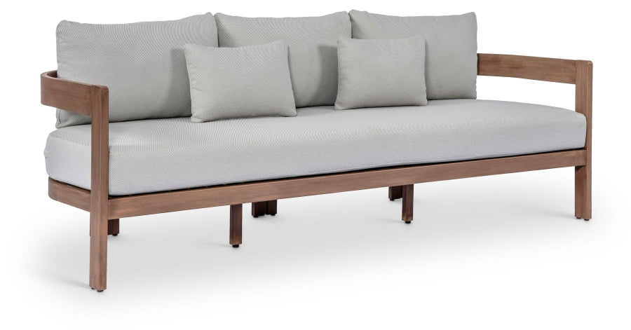 Newport 86.75" Water Resistant Fabric Upholstered Outdoor Patio Sofa with Outdoor Protective Cover Included - Grey
