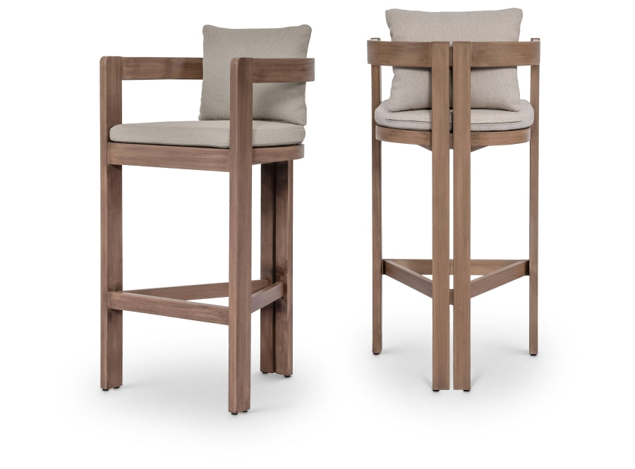Newport Water Resistant Fabric Upholstered Outdoor Patio Bar Stool - Beige