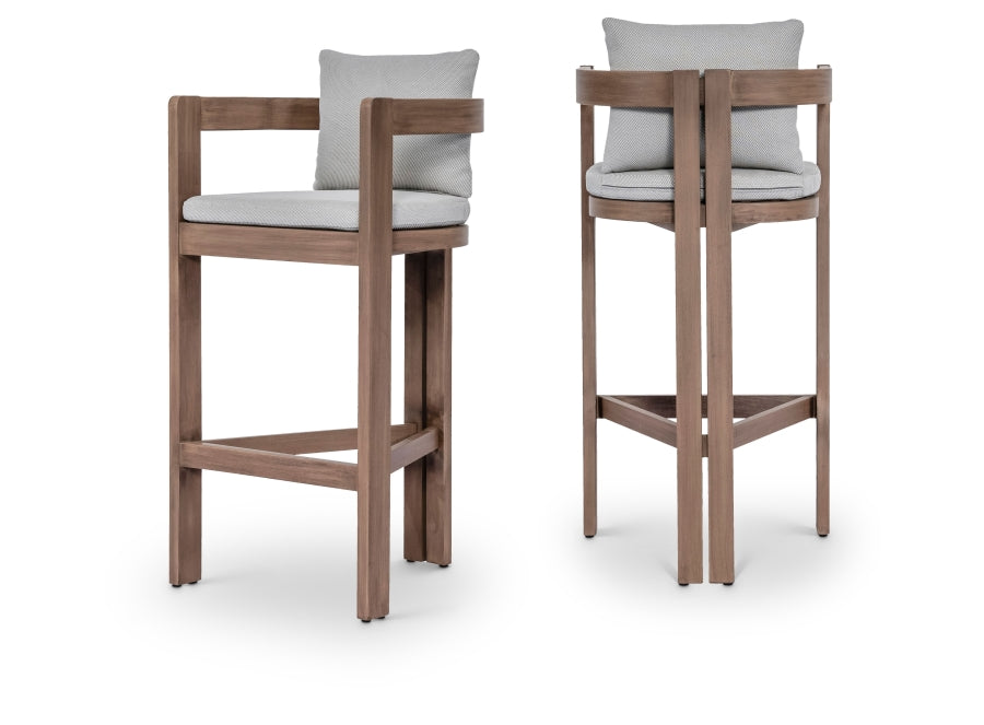 Newport Water Resistant Fabric Upholstered Outdoor Patio Bar Stool - Grey