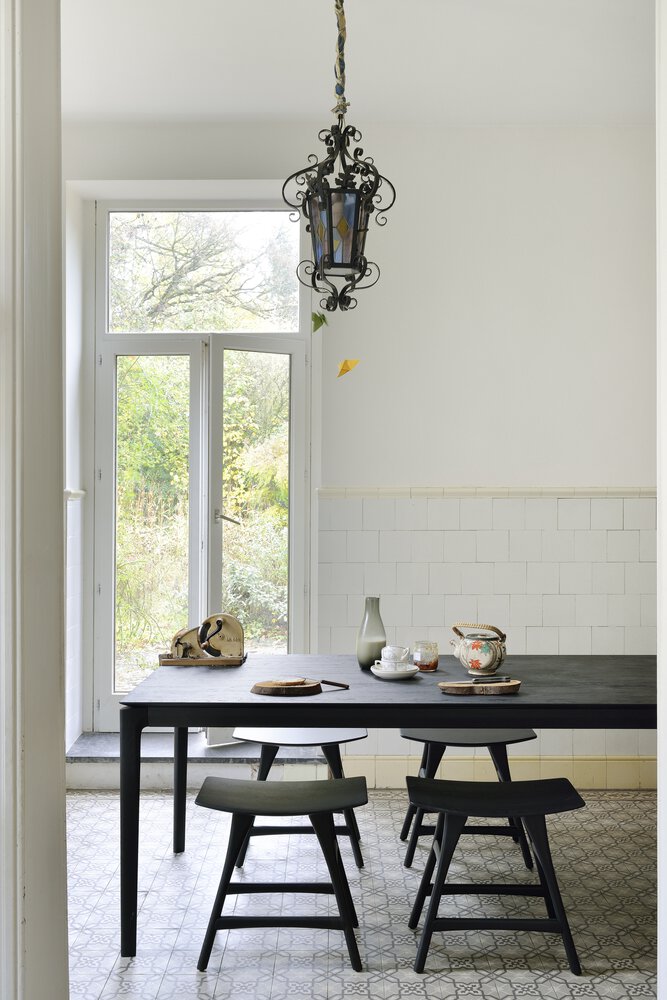71" Oak Black Bok Dining Table