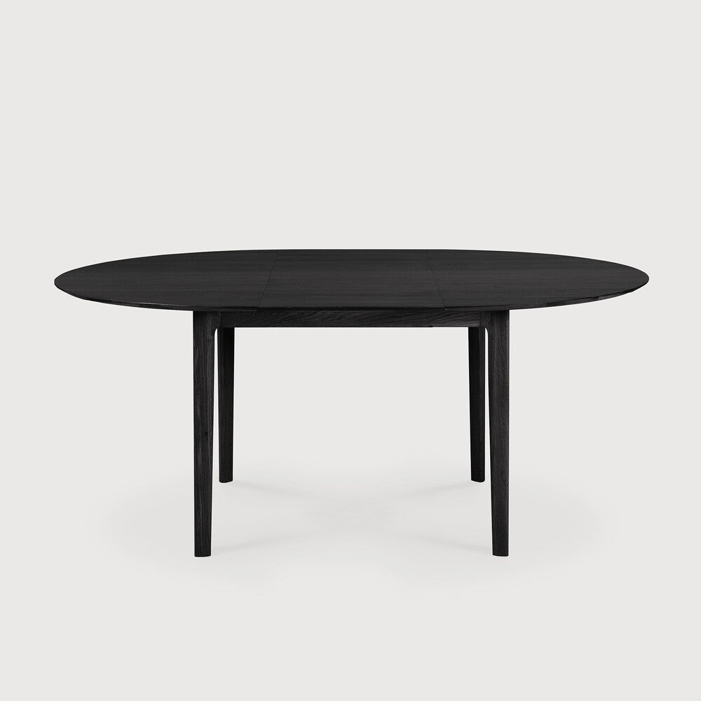 Round Oak Black Bok Extendable Dining Table