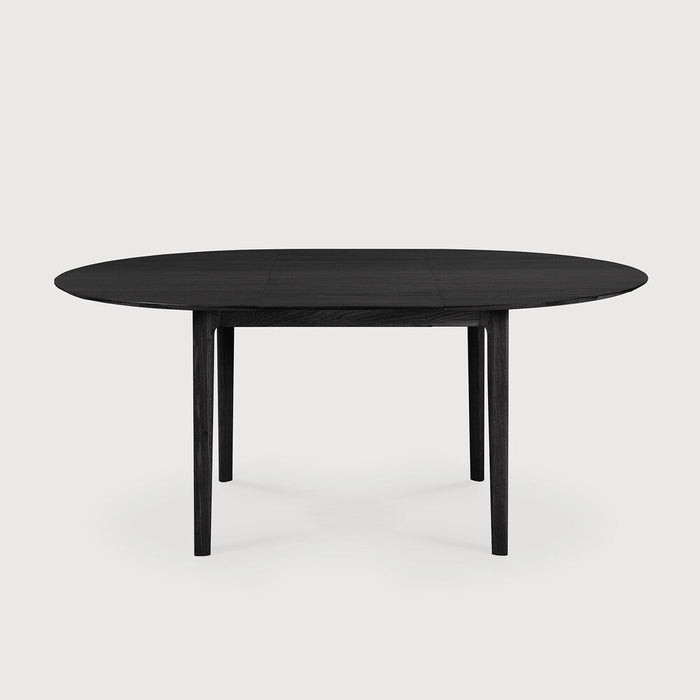 Round Oak Black Bok Extendable Dining Table
