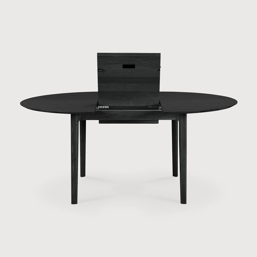 Round Oak Black Bok Extendable Dining Table