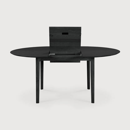 Round Oak Black Bok Extendable Dining Table
