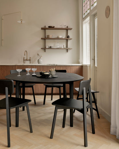 Round Oak Black Bok Extendable Dining Table