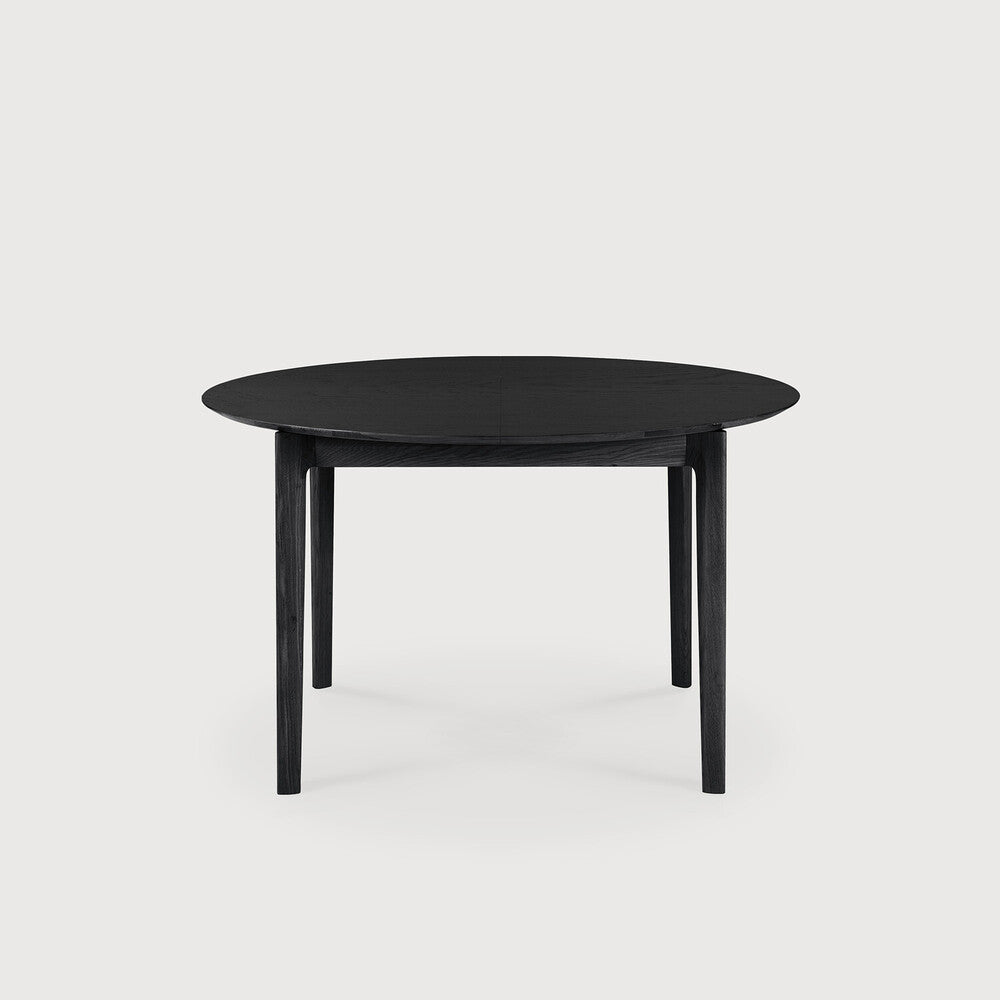 Round Oak Black Bok Extendable Dining Table