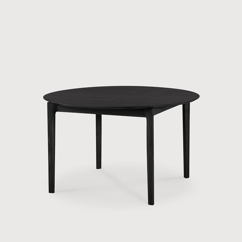Round Oak Black Bok Extendable Dining Table
