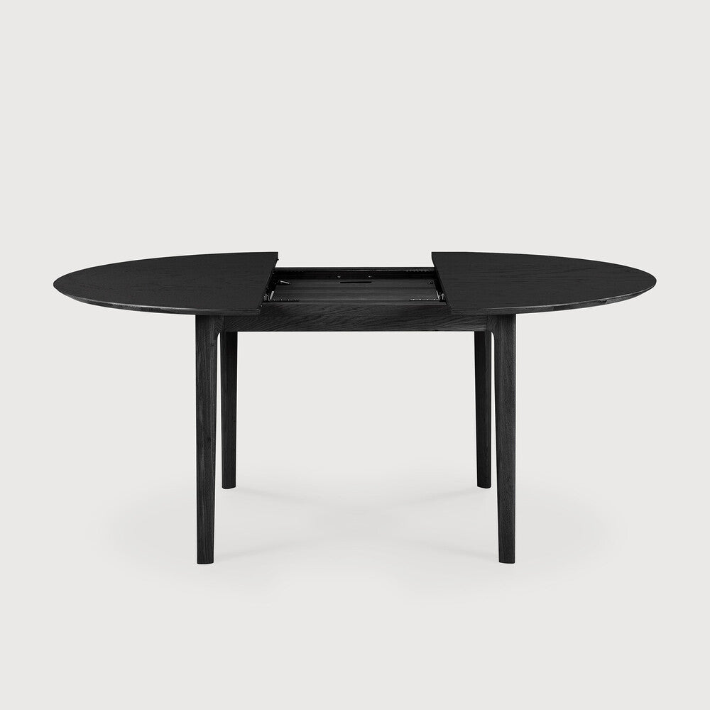 Round Oak Black Bok Extendable Dining Table