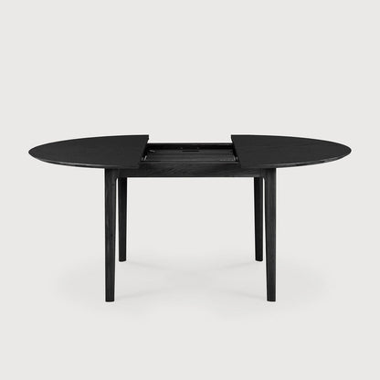 Round Oak Black Bok Extendable Dining Table