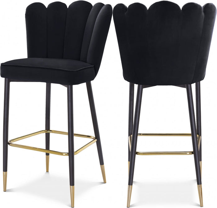 Lily Velvet Upholstered Bar Stool - Black