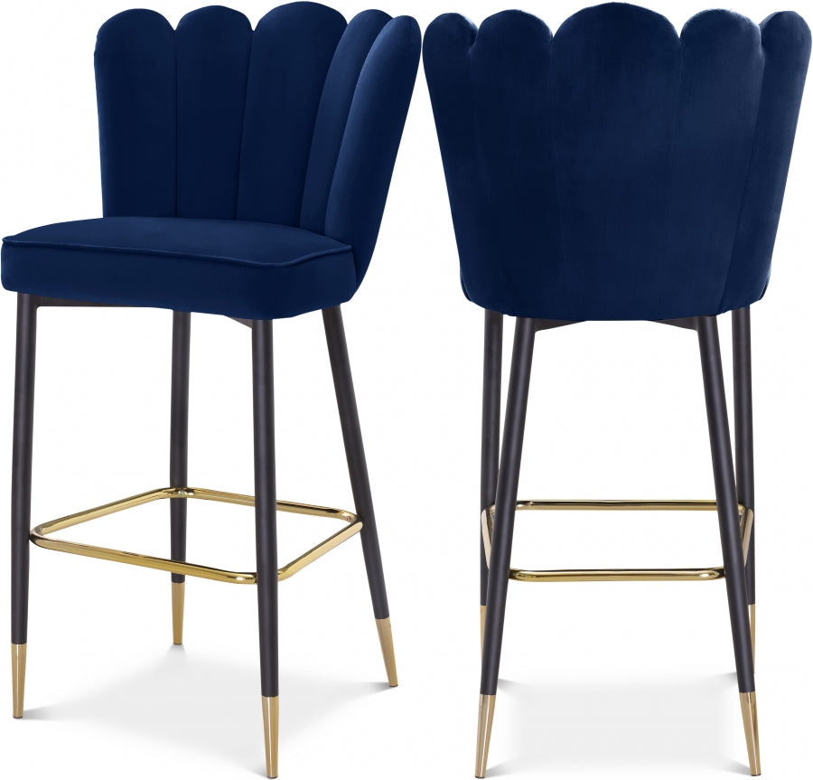 Lily Velvet Upholstered Bar Stool - Blue