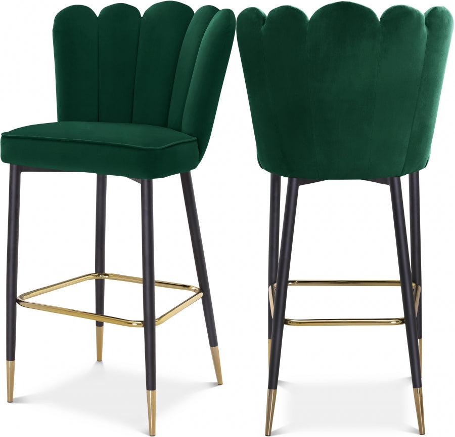 Lily Velvet Upholstered Bar Stool - Green