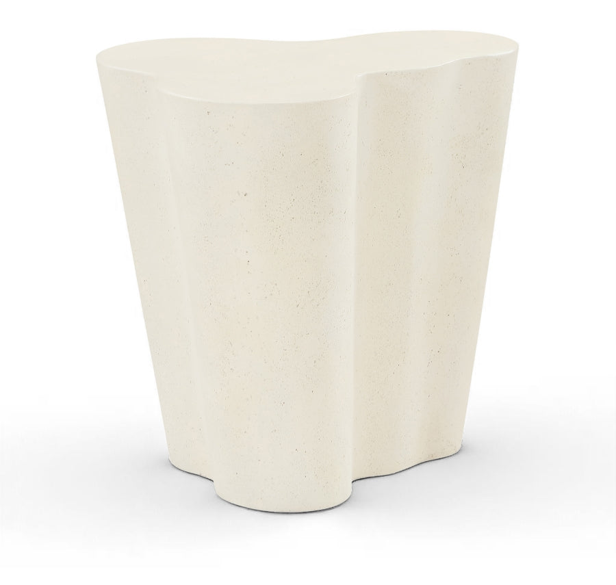 Monza Concrete And Fiberglass Indoor / Outdoor Patio End Table / Side Table - Cream