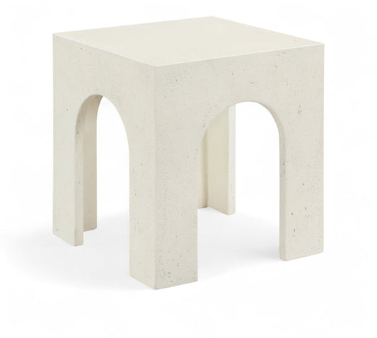 Renza Concrete And Fiberglass Indoor / Outdoor Patio End Table / Side Table - Cream