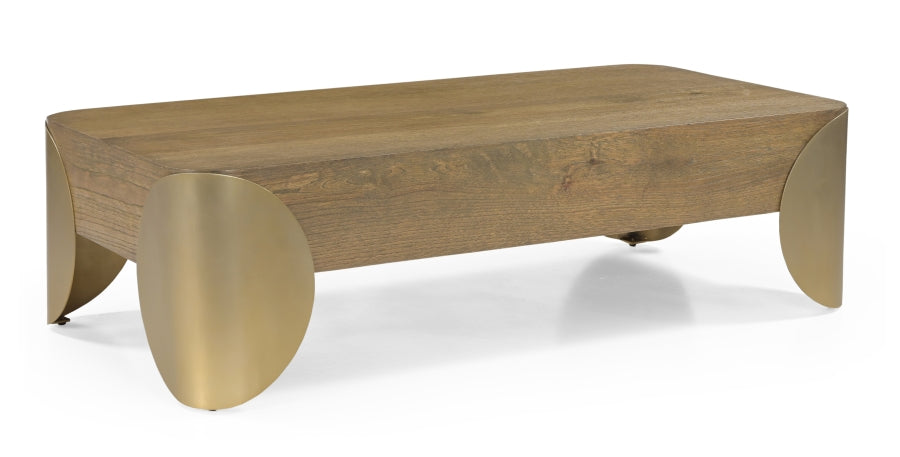 Cazari Oak Wood And Iron Coffee Table - Brown