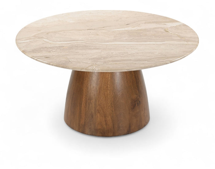 Liona Genuine Marble And Mango Wood Coffee Table - Beige