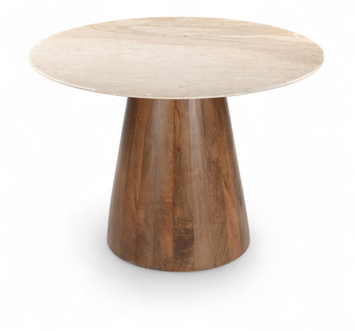 Liona 42" Genuine Marble And Mango Wood Dining Table - Beige