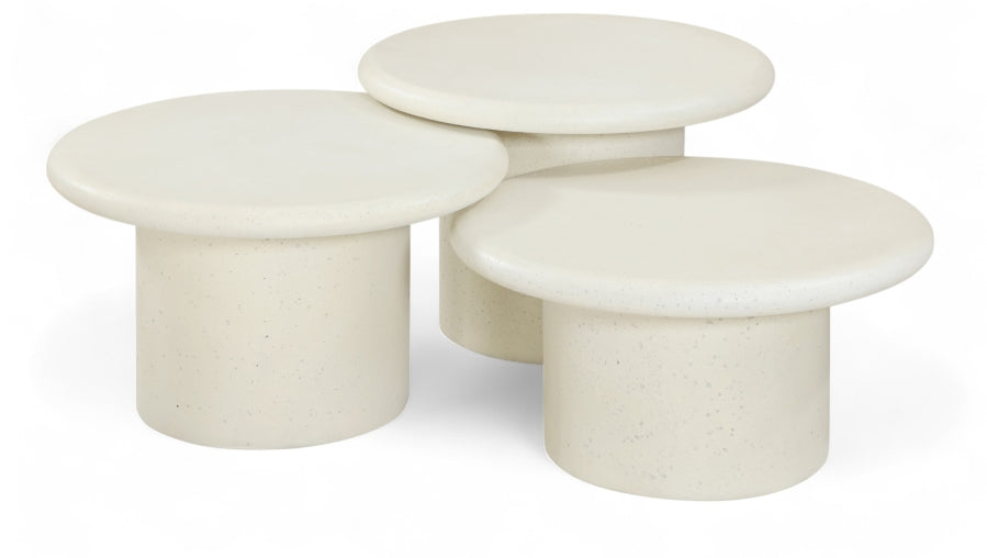Emara Concrete And Fiberglass 3-pc Coffee Table - Cream