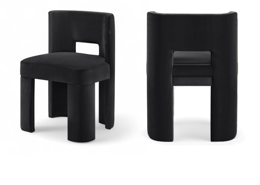 Zuno Velvet Performance Fabric Upholstered Dining Chair - Black
