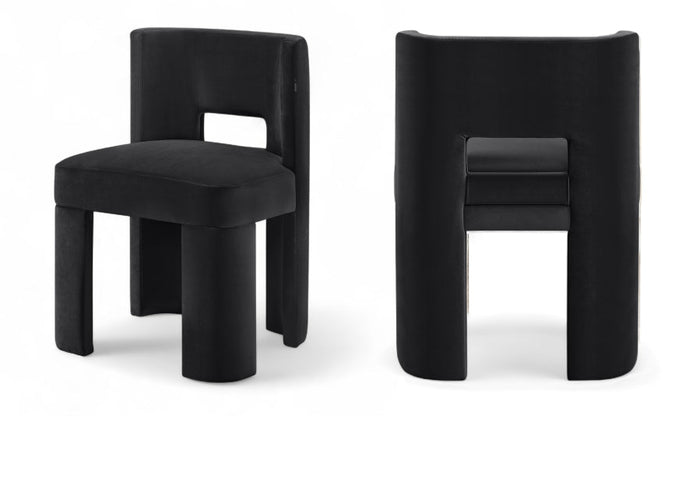 Zuno Velvet Performance Fabric Upholstered Dining Chair - Black