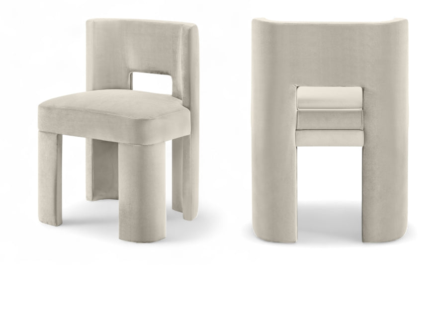 Zuno Velvet Performance Fabric Upholstered Dining Chair - Cream