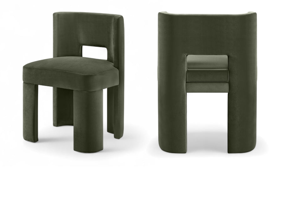 Zuno Velvet Performance Fabric Upholstered Dining Chair - Green