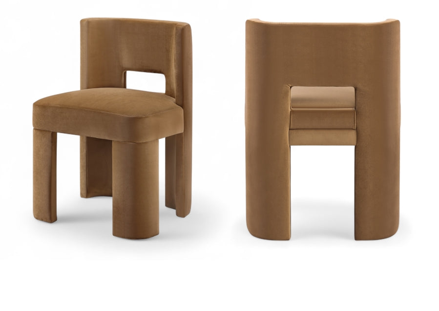 Zuno Velvet Performance Fabric Upholstered Dining Chair - Saddle
