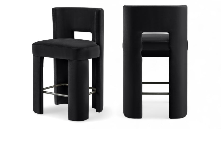 Zuno Velvet Performance Fabric Upholstered Counter Stool - Black