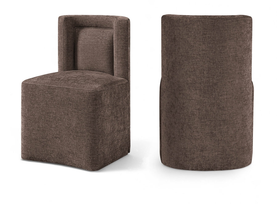 Duvina Chenille Performance Fabric Upholstered Dining Chair - Brown
